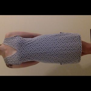 White and blue patterned dress with pockets!